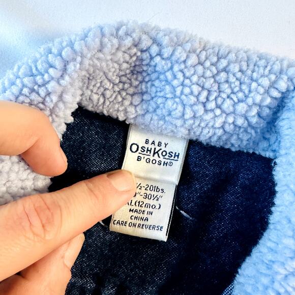 Vintage Baby Osh Kosh Winter Snowflake Denim Jacket w/ Purple Sherpa Collar - Picture 3 of 8